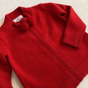{NWT} CPC | Classic Prep Pippa Pom Pom Lambswool Knit Cardigan Sweater Red (4T)